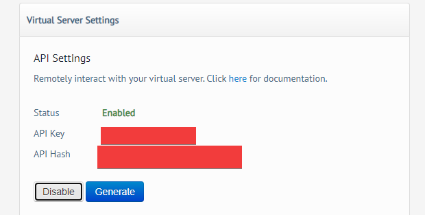 Example API details